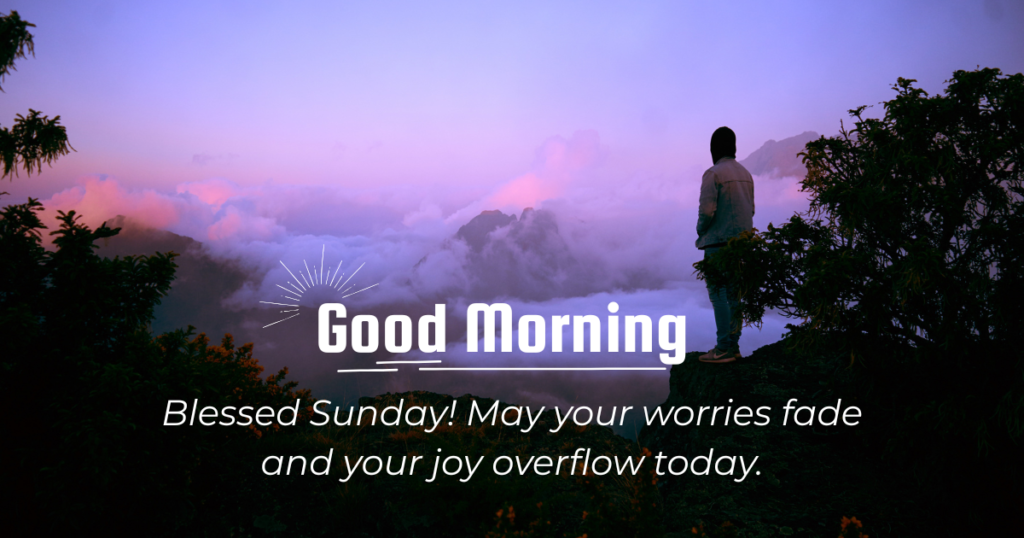 Romantic Sunday morning greeting with bright blue sky and clouds