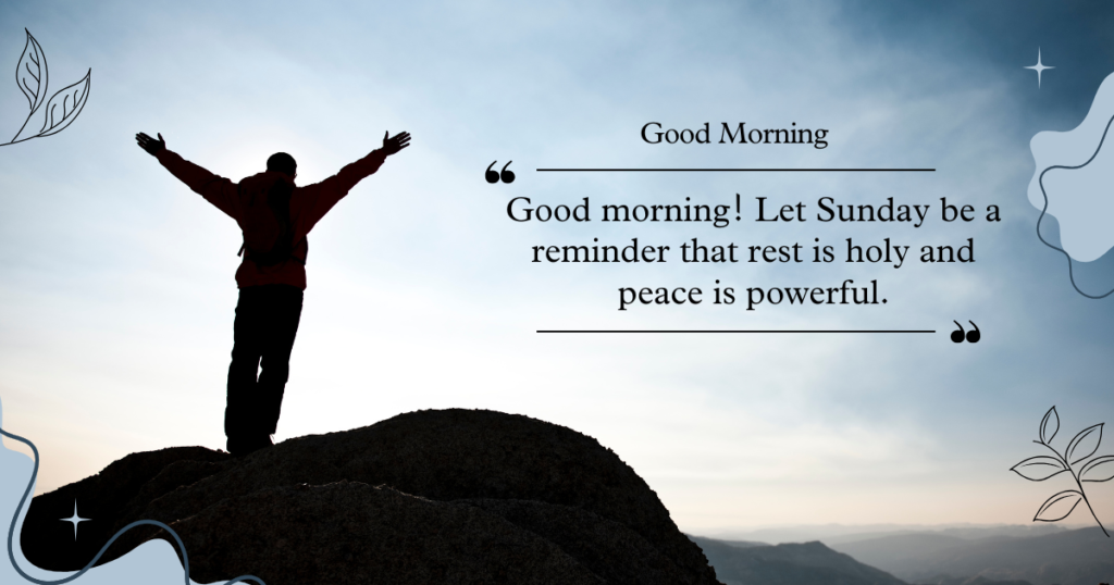 Good morning Sunday wish with bright blue sky and clouds